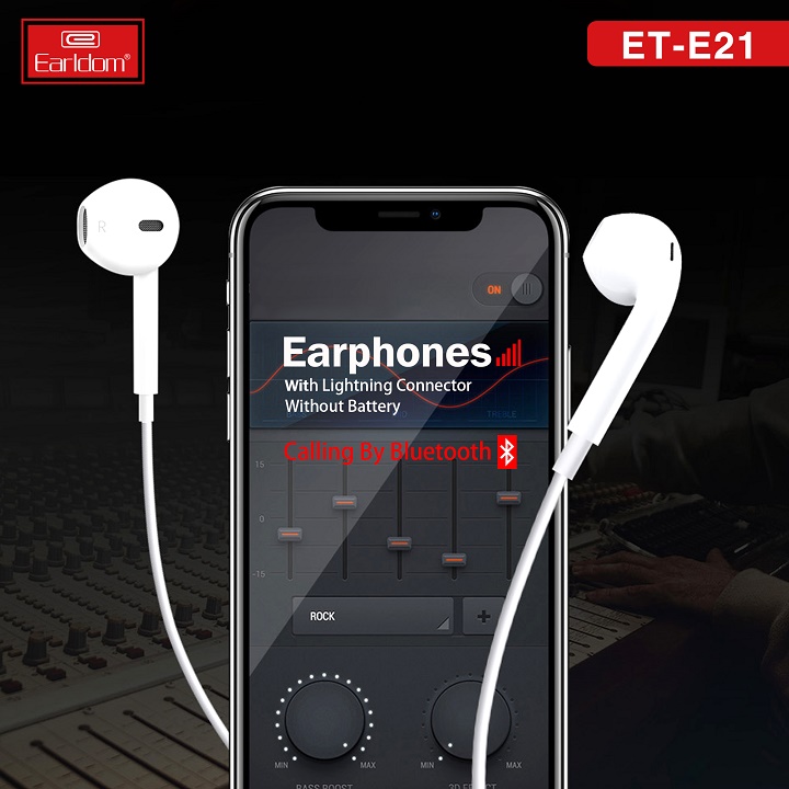 Tai Nghe Bluetooth Chân Lightning Earldom ET-E21 Cho iPhone 7/7P/8/8P/X/XS/XS Max/11/Pro Max - Hàng Chính Hãng