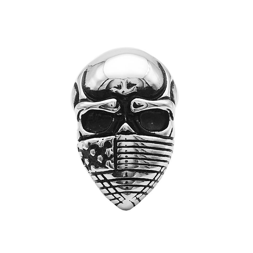 Punk Rock Sliver Evil  Skull Head Finger  American Flag