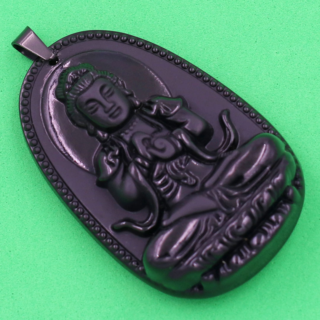 Mặt Phật Đại Nhật Như Lai thạch anh đen 3.6cm - phật bản mệnh tuổi Mùi, Thân - Mặt size nhỏ