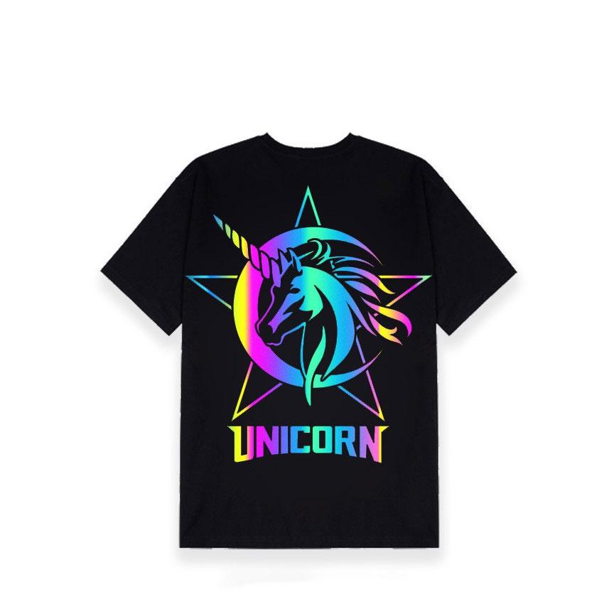 Áo Thun Unisex Form Rộng Unicorn KL Phản Quang 7 Màu , Áo Phông Cotton Cổ Tròn Tay Ngắn Thời Trang Nam Nữ