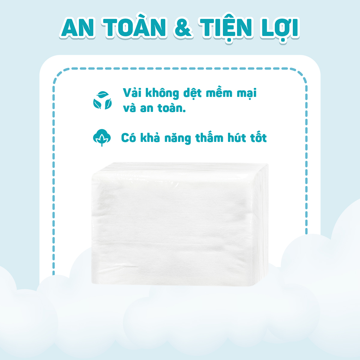 Thùng 08 gói khăn vải khô đa năng cao cấp EcoWipes 250gr/gói (Tổng 2kg) không mùi không cồn an toàn cho bé