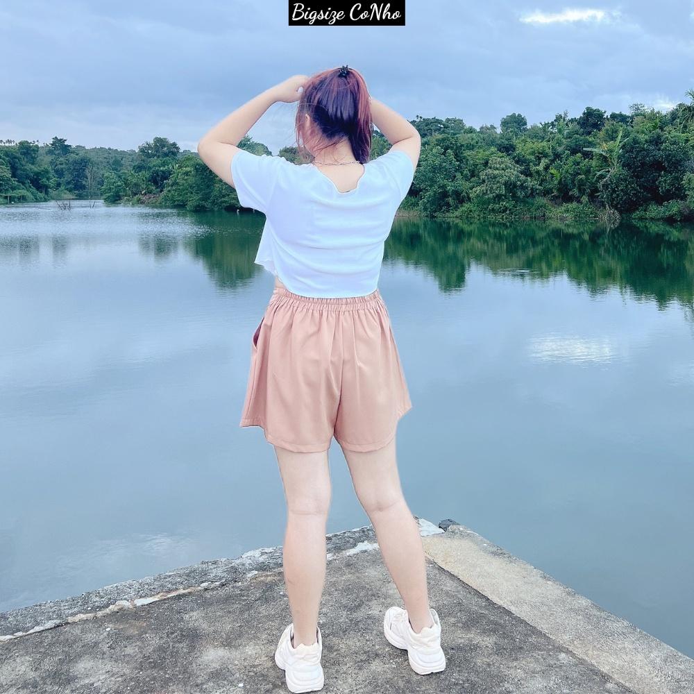 Quần đùi Bigsize Cô Nhỏ cho nữ lưng thun, Quần short nữ big size ngoại cỡ 55-100kg Q1 - MÀU TRẮNG