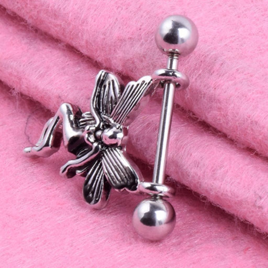 2x1 Pair Angel Fairy Design 16g Nipple Ring Bar Shields Body Jewelry Charms