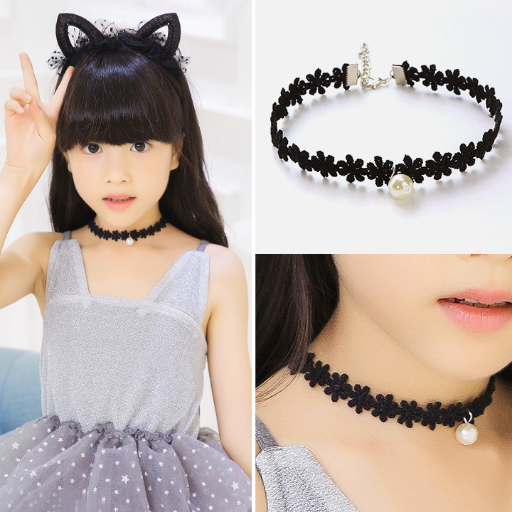 Vòng cổ choker cho bé gái nhiều hoa văn đáng yêu phối hạt phụ kiện làm điểm nhấn cá tính BBShine – J055