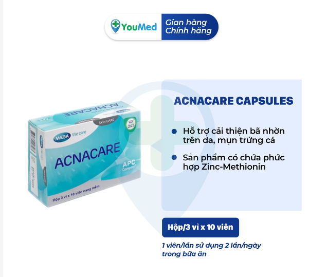 ACNACARE CAPSULES (Hộp/3 vỉ x 10 viên) - Viên Uống Cải Thiện Bã Nhờn Trên Da, Cải Thiện Mụn Trứng Cá