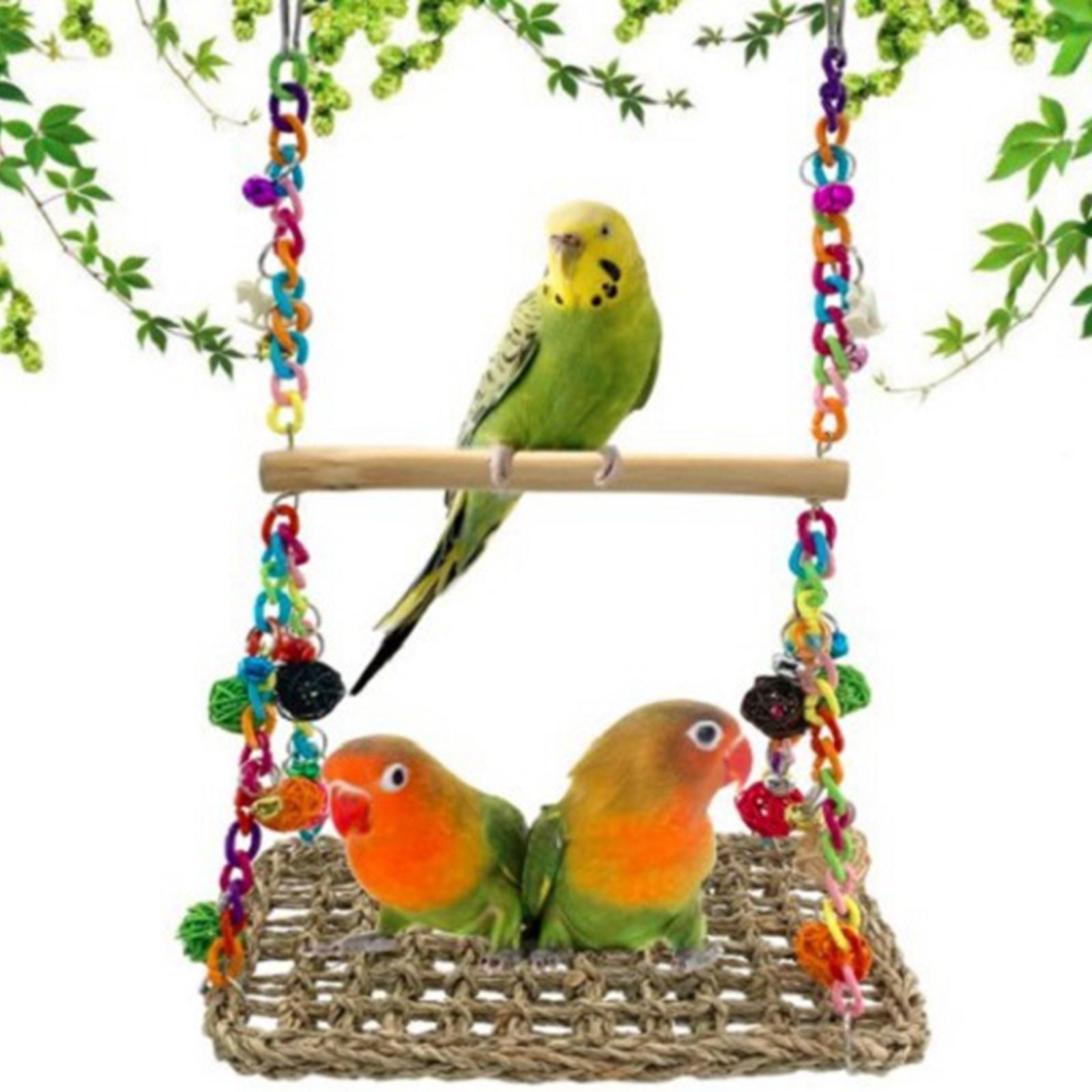 Parrot Swing Perch Bird Toy Parrot Stand Wood Parakeet Chewing Toy