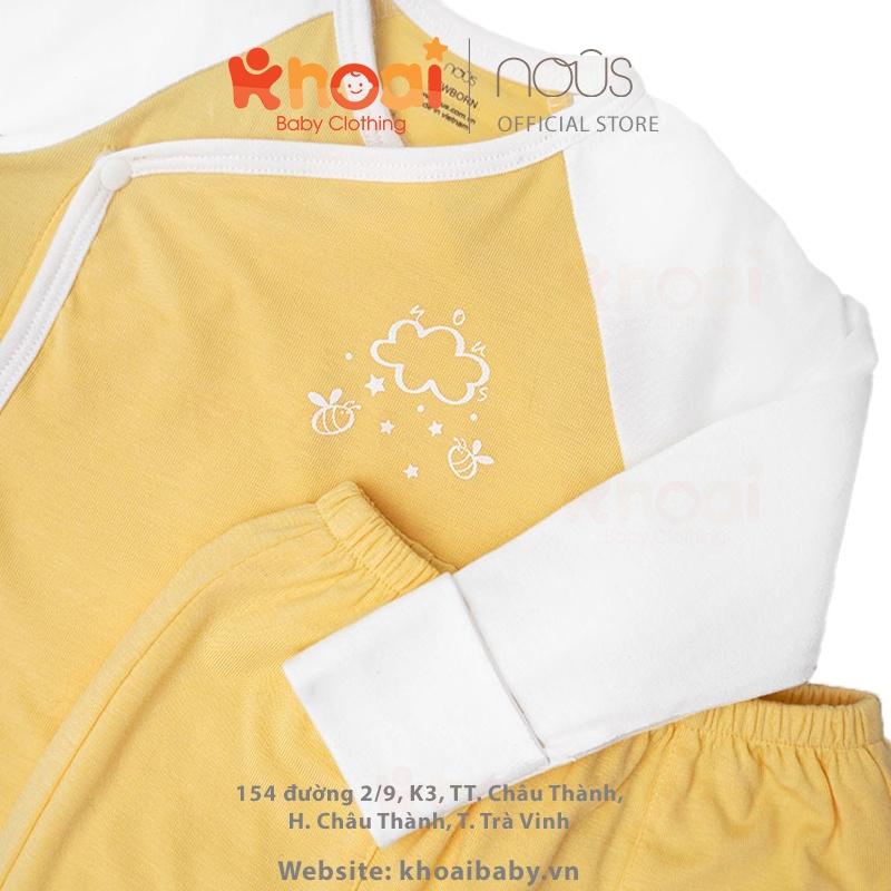 Bộ cài lệch Nous vàng hình ong và mây Newborn - Chất liệu Nu Petit 95% cotton thiên nhiên