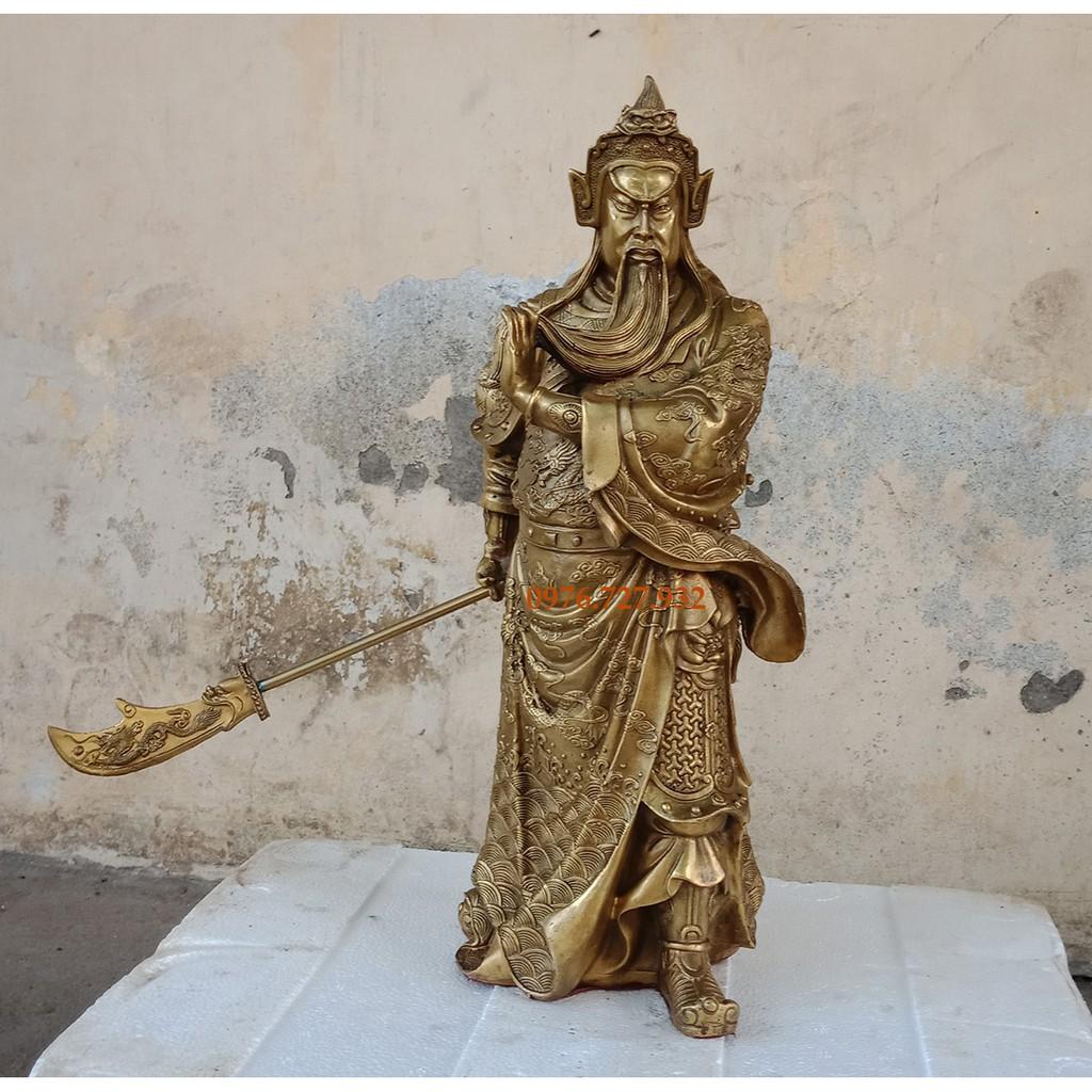 Tượng quan công cầm đao cao 40cm, tượng quan vũ bằng đồng