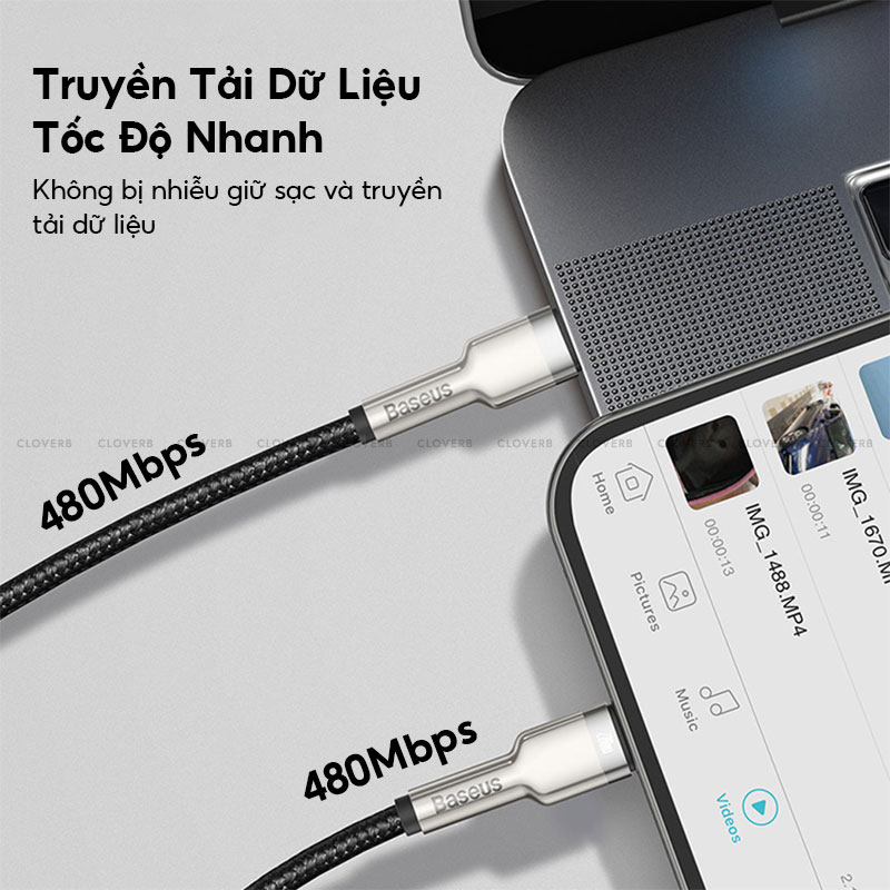 Dây Sạc Nhanh 20w Baseus Cafule Series Metal Data Cable Type-c To Ip Cho iPhone | Hàng Chính Hãng