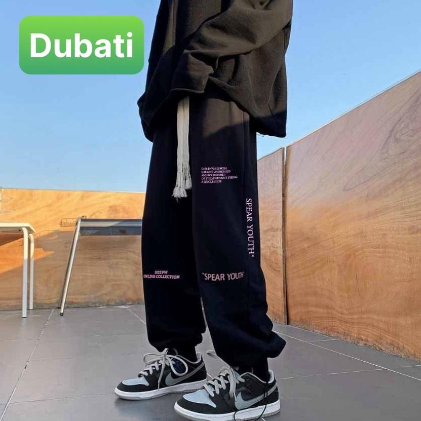 QUẦN JOGGER NAM NỮ UNISEX CHẤT NỈ DÀY DA CÁ ỐNG SUÔNG RỘNG THÊU CHỮ YOUTH RÚT DÂY TREND HÀN QUỐC VIP PRO - DUBATI FASHI