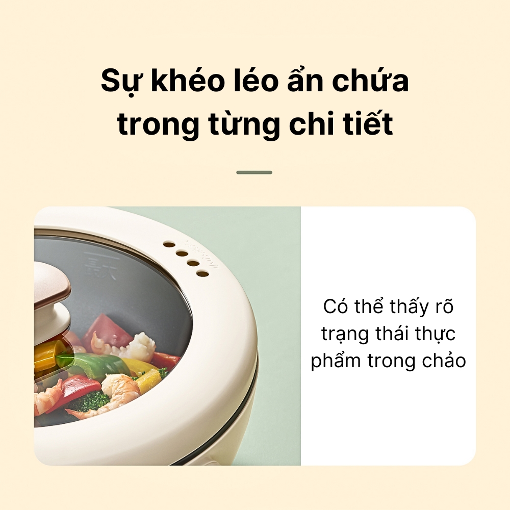 Chảo điện đa năng YOICE công suất 1500W, màn hình cảm ứng thông minh - YDCG03 - HÀNG CHÍNH HÃNG