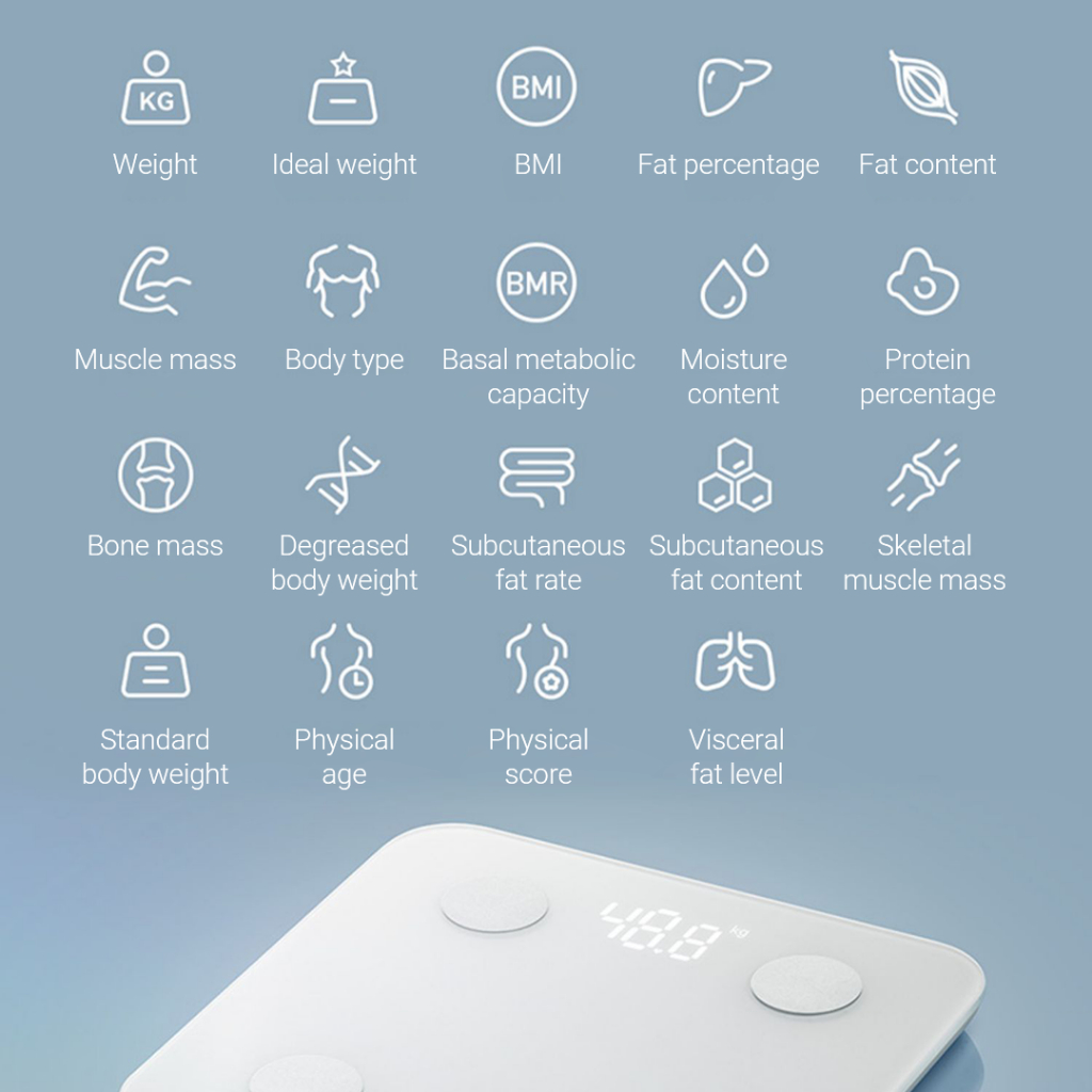Cân Điện Tử Thông Minh xiaomi youpin wolonow Phiên Bản Thanh Niên Có Thể Sạc Lại Độ Chính Xác Cao Giúp Giảm Cân Hàng nhập khẩu