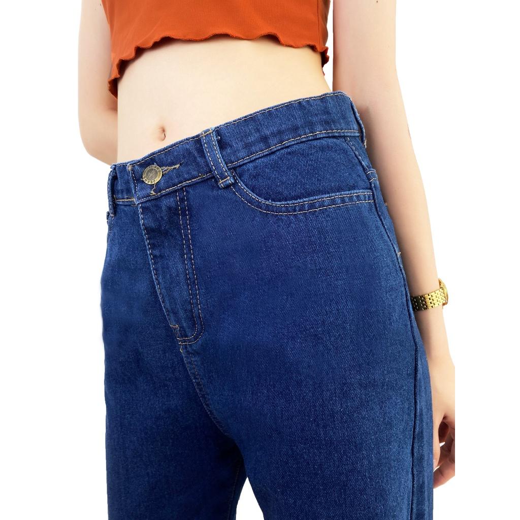 Quần Baggy nữ Lưng thun màu xanh đậm jeago