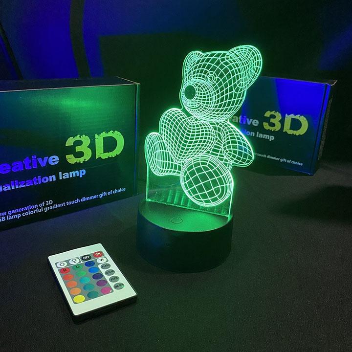 Đèn led 3D USB HÌNH GẤU làm quà tặng ĐÈN NGỦ ĐÈN TRANG TRÍ 16 MÀU CÓ ĐIỂU CHUYỂN CHẾ ĐỘ MÀU