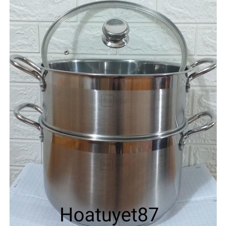 Bộ nồi - xửng hấp 2 tầng inox 304 hàng 3 đáy size 28/30/32cm