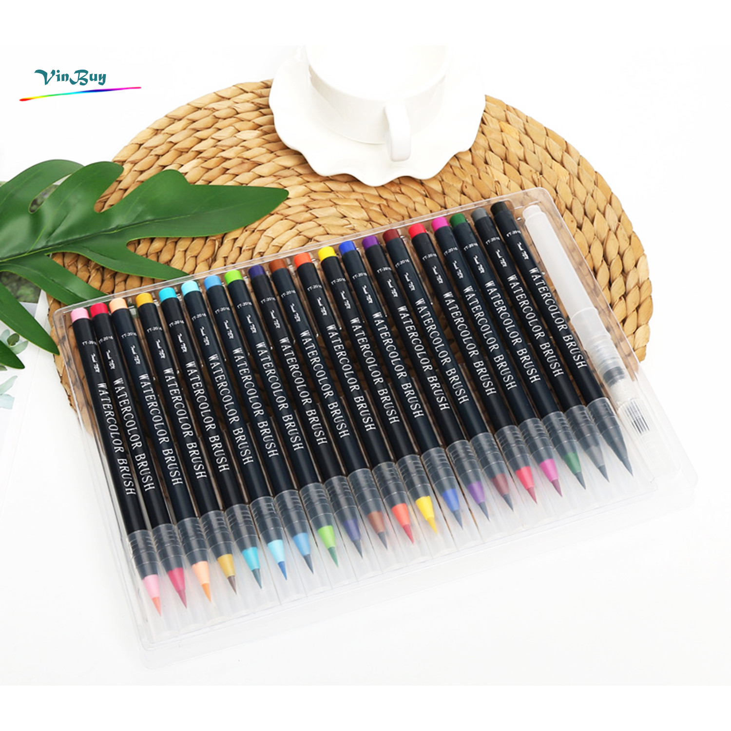 Bộ 20 bút lông màu nước cao cấp Water Color Brush Pen - Tặng 1 cọ Water Brush - Màu nước, màu vẽ, bút lông cao cấp Chính Hãng VinBuy