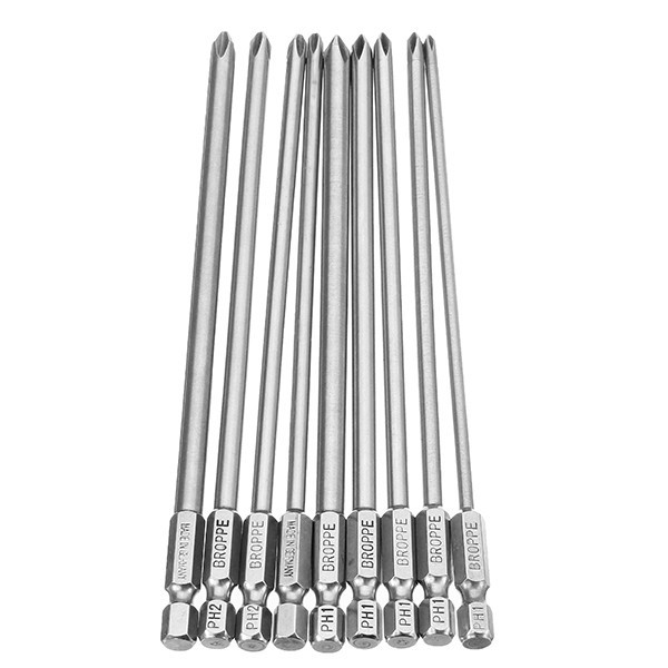 Bộ 9 mũi tô vít 4 cạnh chuôi lục giác cho khoan bắn vít dài 150mm