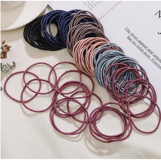 Túi zip 100 sợi thun cột tóc Hàn Quốc du lịch siêu dễ thương, dây buộc tóc,thun buộc co giãn GD506-ThunBToc