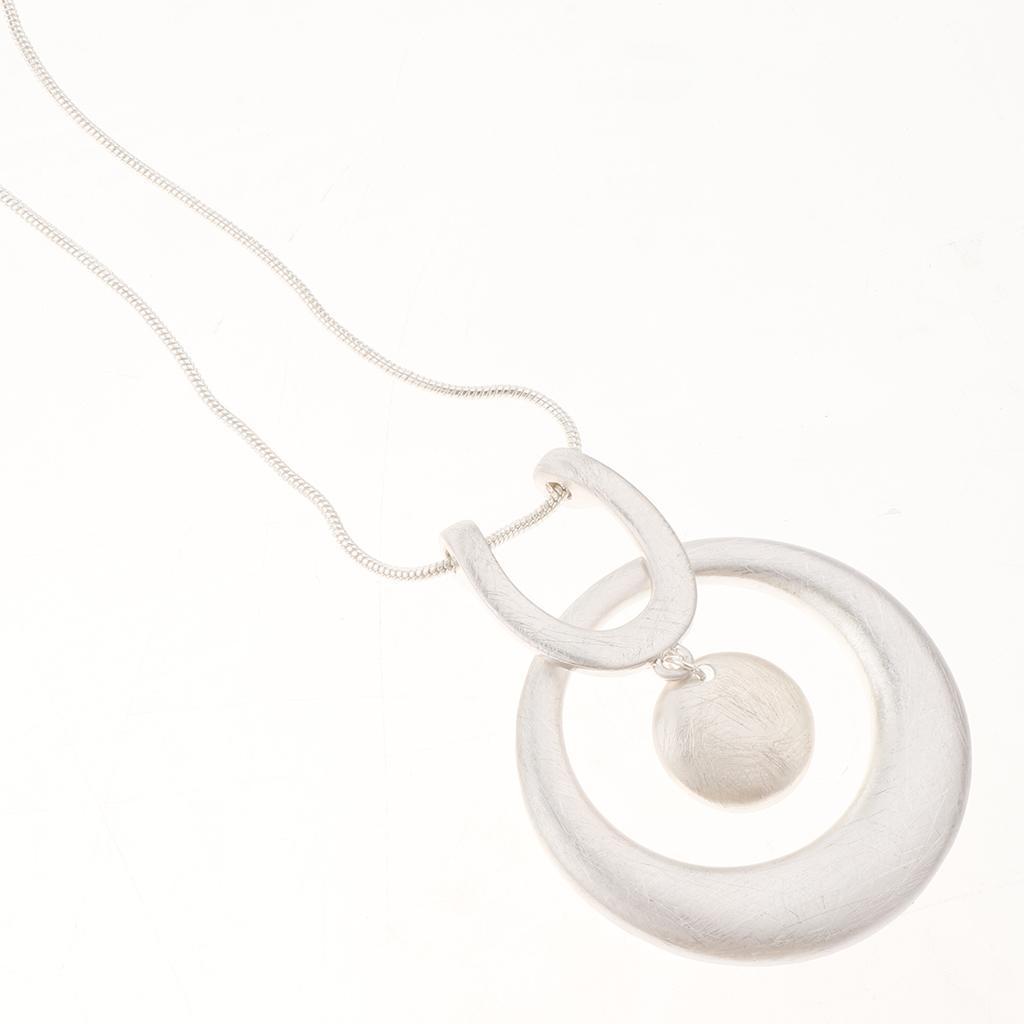 Vintage  Link Chain with Brushed Round Pendant Necklace Jewelry