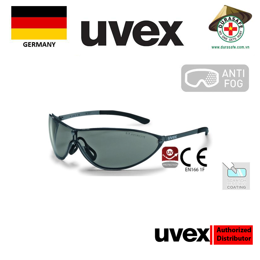 Kính Uvex 9153106 Racer MT Sporty safety Sunglasses Metal Frame Grey Anti-Fog Len (tặng kèm hộp đựng kính)