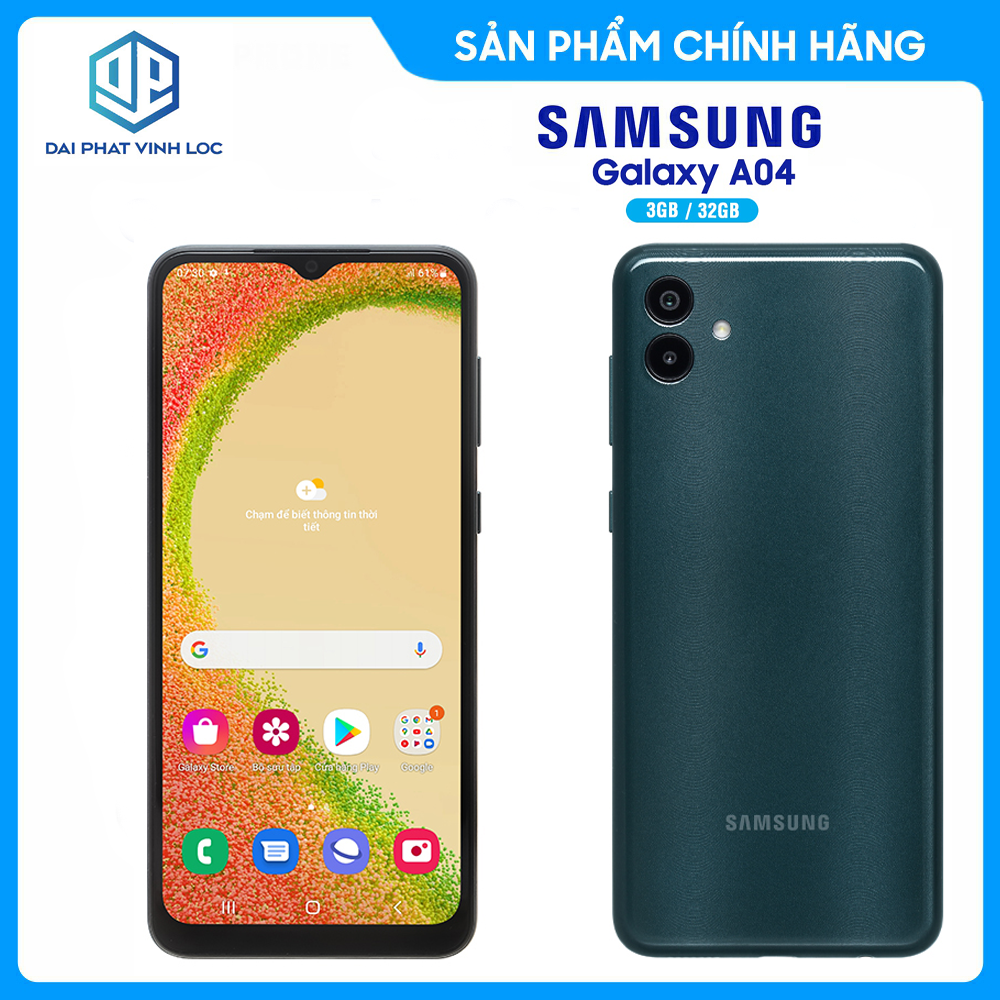 Điện thoại Samsung Galaxy A04 (3GB / 32GB) - Hàng chính hãng - Mới 100% Nguyên Seal - Pin Khủng 5000 mAh - Bảo Hành 12 Tháng