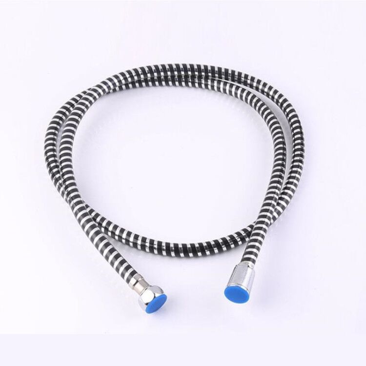 Dây cấp nước vòi sen PVC màu đen bạc - tặng kèm nắp lọc bồn rửa