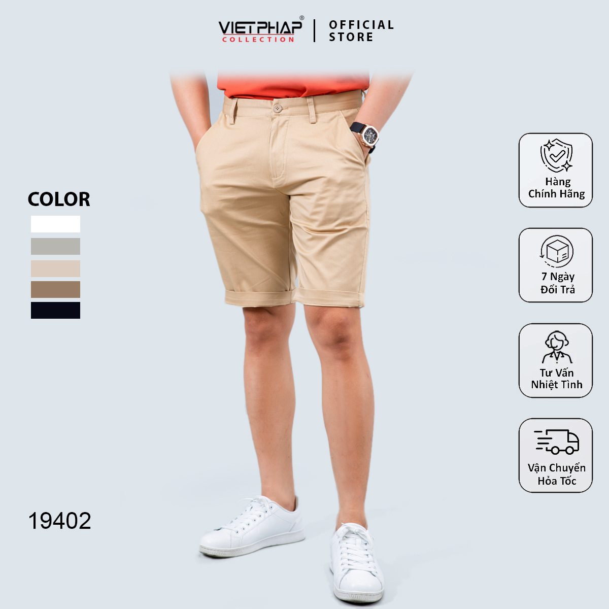 Quần Short Kaki Nam VIỆT PHÁP / Hoạ Tiết Chìm Cao Cấp 19402