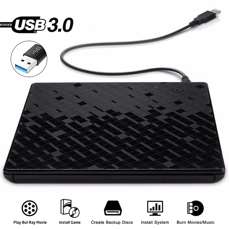 USB 3.0 Touch Control External Drive DVD-ROM CD-RW DVD-RW Burner Player Portable Reader Slim for Windows XP/7/8/10 Laptop MAC OS