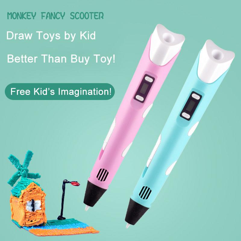 3d Pen Kids DIY Máy in DIY Pen Trẻ em vẽ bút với màn hình LCD PLA FALAMEL 1,75mm Món quà sinh nhật in sinh nhật cho trẻ em