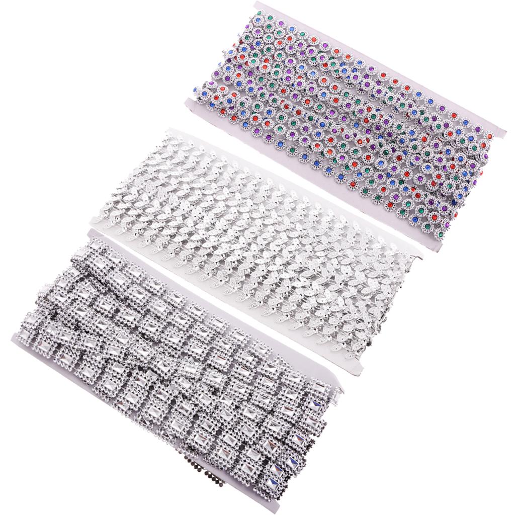 3 Miếng 9.1 Mét Pha Lê Đính Hạt Nơ Viền May Vá Thủ Công Tôn Dáng