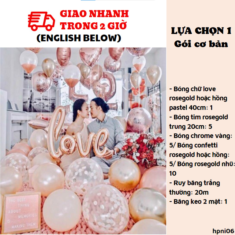 Bộ bong bóng trang trí tình yêu đẹp - love balloon set hpni06