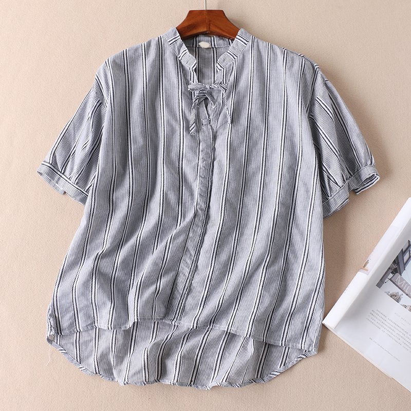 Áo nữ Haint Boutique thiết kế kẻ sọc cổ thắt nơ SM66