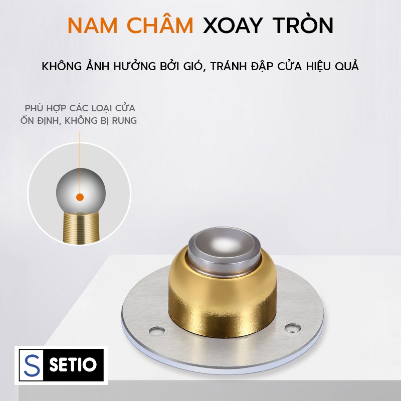 Bộ chặn cửa Inox 304 chống va đập - dán tường hoặc khoan tường - có sẵn keo dán và đinh ốc Hkmarket