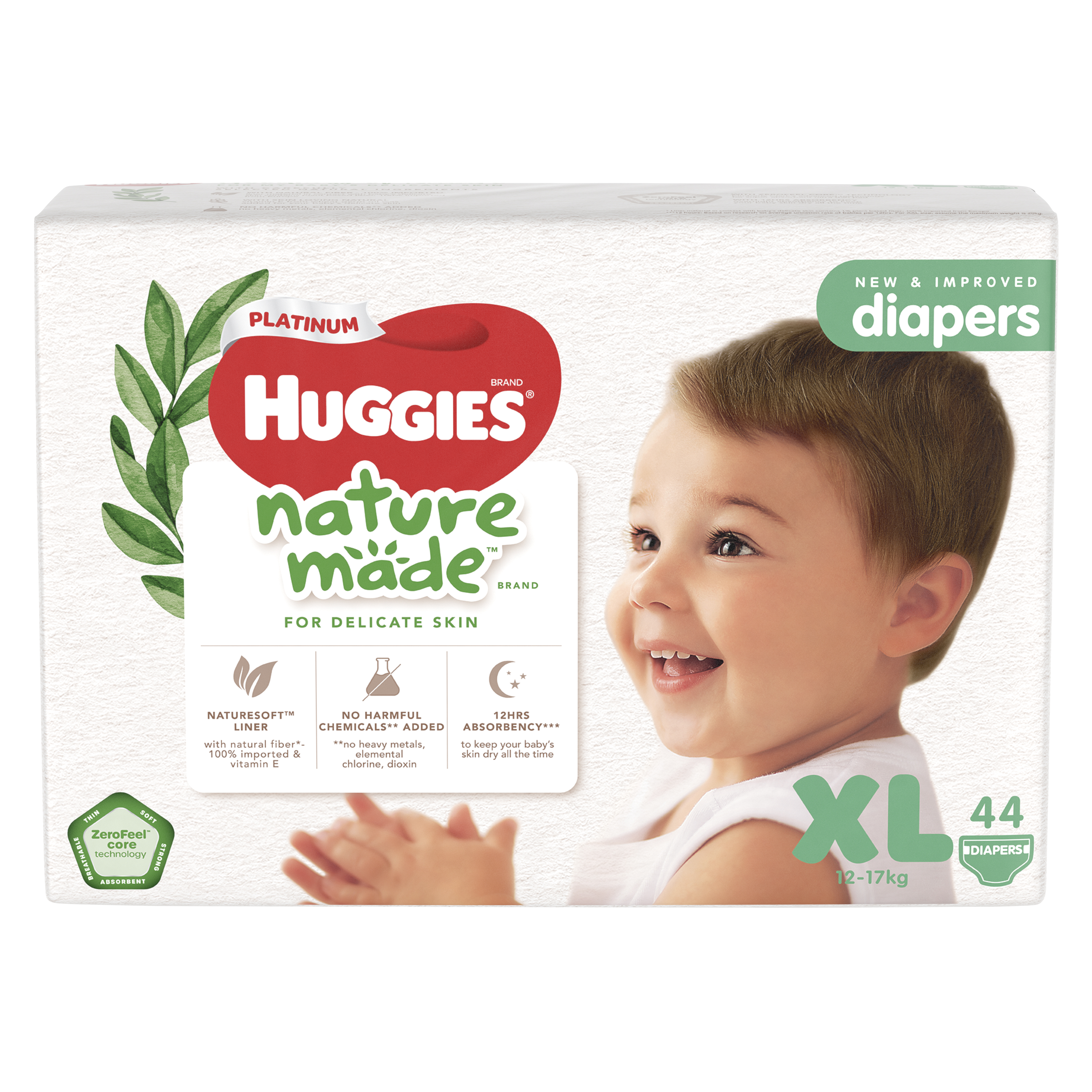 Tã/Bỉm dán Huggies Platinum NatureMade M64/L54/XL44 - Gói Jumbo - Hàng chính hãng