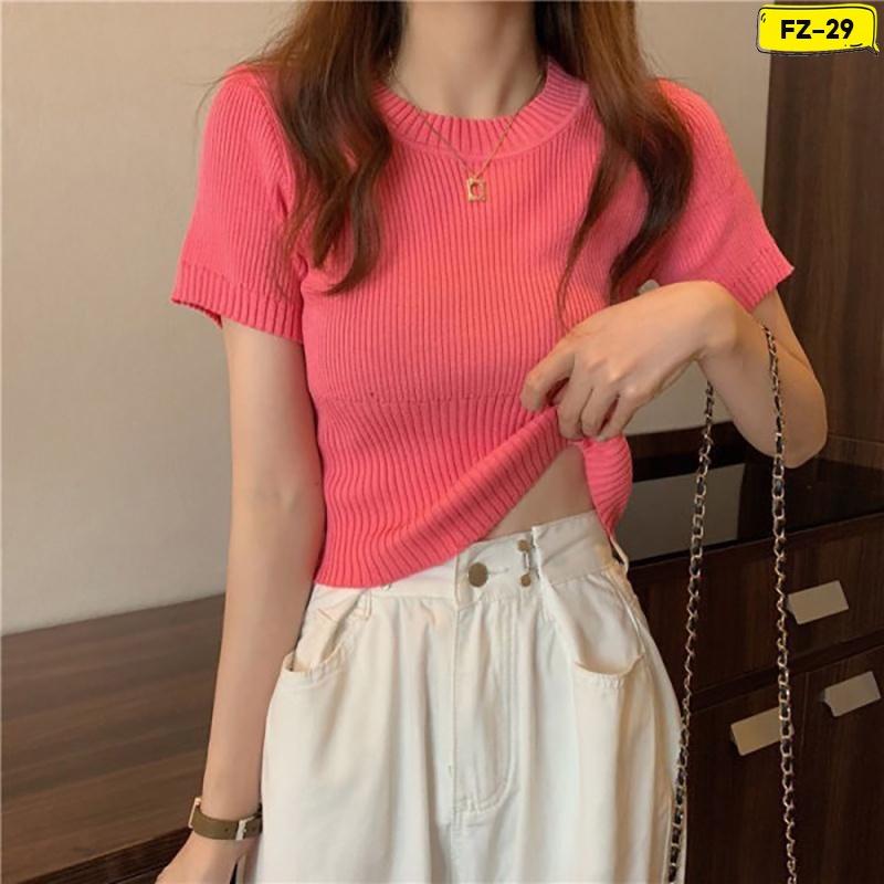 Áo Croptop Nữ Cổ Tròn Nhiều Màu Cotton Bo Eo Kích Cỡ Freesize FZ-029