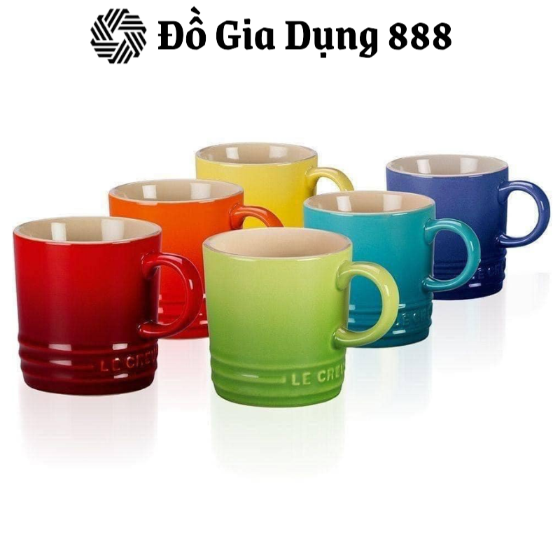 Set 6 Cốc Gốm LE CREUSET, Bộ Cốc Cầu Vồng Uống Trà, Cafe, Dung Tích 350ml, Dùng Được Với Máy Rửa Bát, Nhập Đức