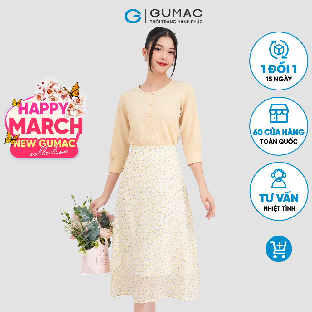 Chân váy hoa midi GUMAC VD03056