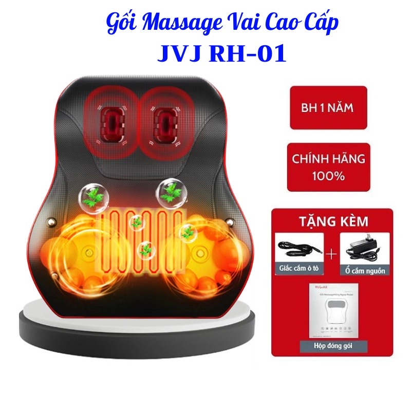 Gối Massage Cổ Vai Gáy, Máy Massage Hồng Ngoại Giảm Nhức Mỏi Toàn Thân 20 Bi Cao Cấp