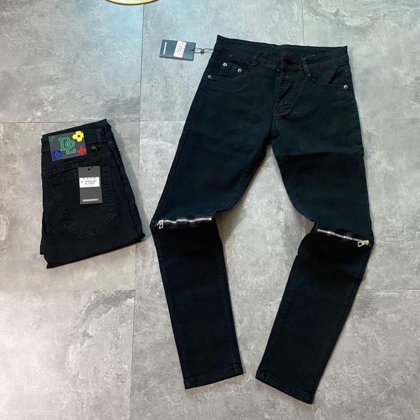 Quần Jean Khoá Gối Dáng Slim Fit, Jean nam đen