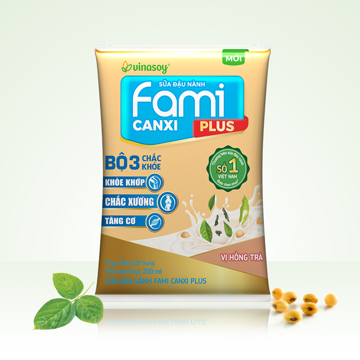 Thùng sữa đậu nành Fami Canxi Plus vị hồng trà bịch (200ml x 40 bịch)