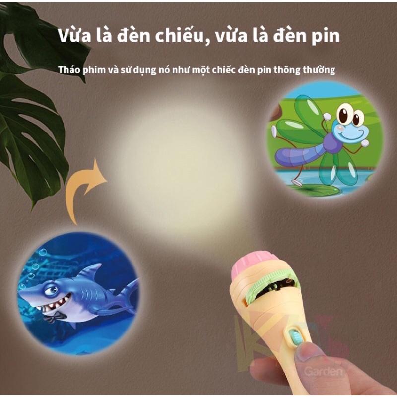 Đèn pin chiếu hình ảnh 3D 24 hình nhiều chủ đề cho bé