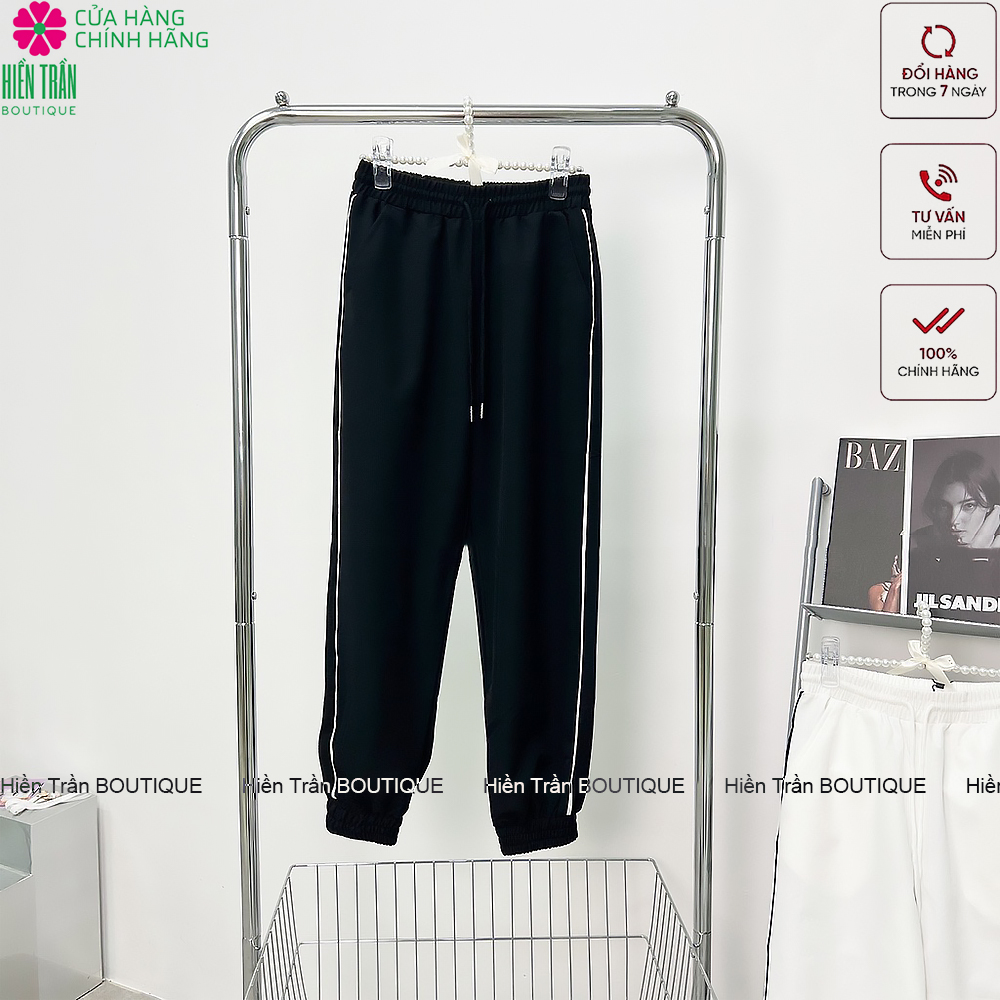 Quần jogger nữ Hiền Trần BOUTIQUE bom vải gió mịn chất nhẹ chống nhăn cạp chun năng động cá tính thể thao tập gym