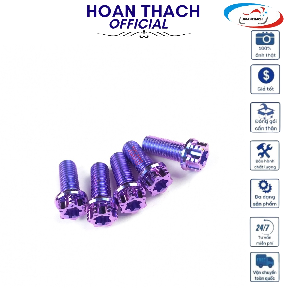 Ốc titan gr5 8L40 đầu Probolt lục bảo lá Dùng cho nhiều dòng xe  SP007942 (giá 1 con)