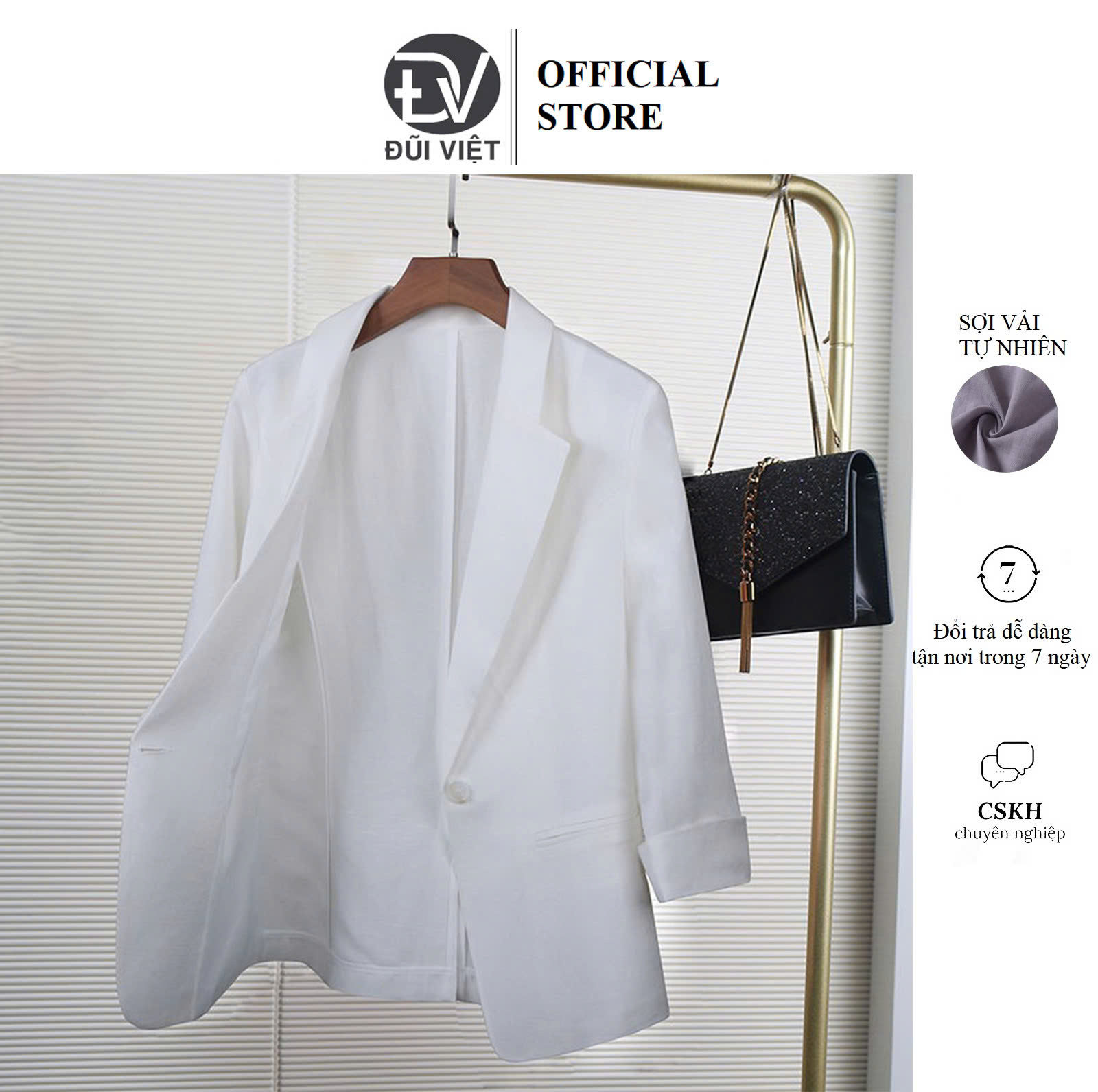 Áo khoác blazer nữ dáng hàn, chất linen mềm mịn, thấm hút mồ hôi tối, năng động, công sở