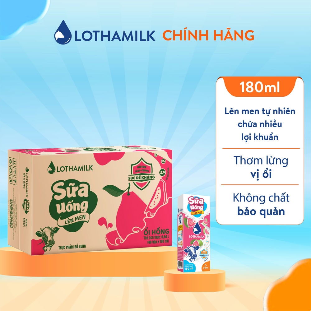 Thùng 48 hộp sữa uống lên men Lothamilk 180ml