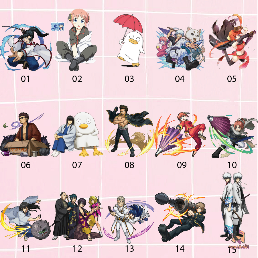 Miếng dán Stickers chủ đề Gintama