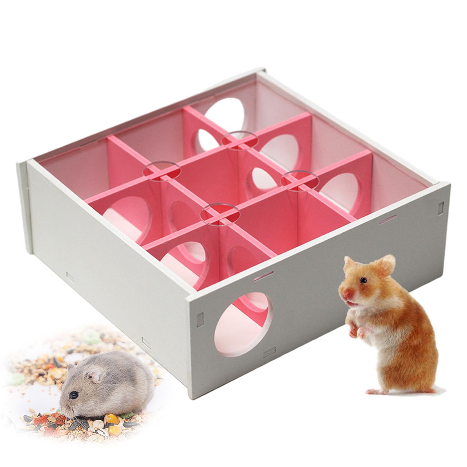 Wooden Maze Tunnel Toy with Transparent Acrylic Cover, Small Animals Gerbil Labyrinth Dwarf Hamster Play Toys