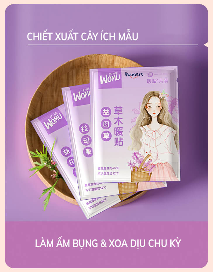 COMBO 3 Miếng Dán Giảm Đau Bụng Kinh Hamart Chườm Nóng Giữ Nhiệt Cơ Thể Thảo Dược Thiên Nhiên 3 Vị