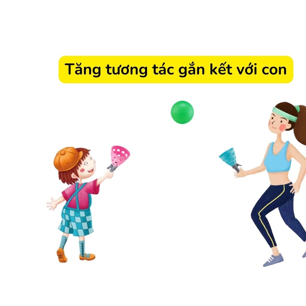 Cốc bắn bóng vui Qnhộn đồ chơi trẻ em phát triển chiều cao bộ 2 cốc tặng kèm 4 bóng, quà tặng sinh nhật cho bé