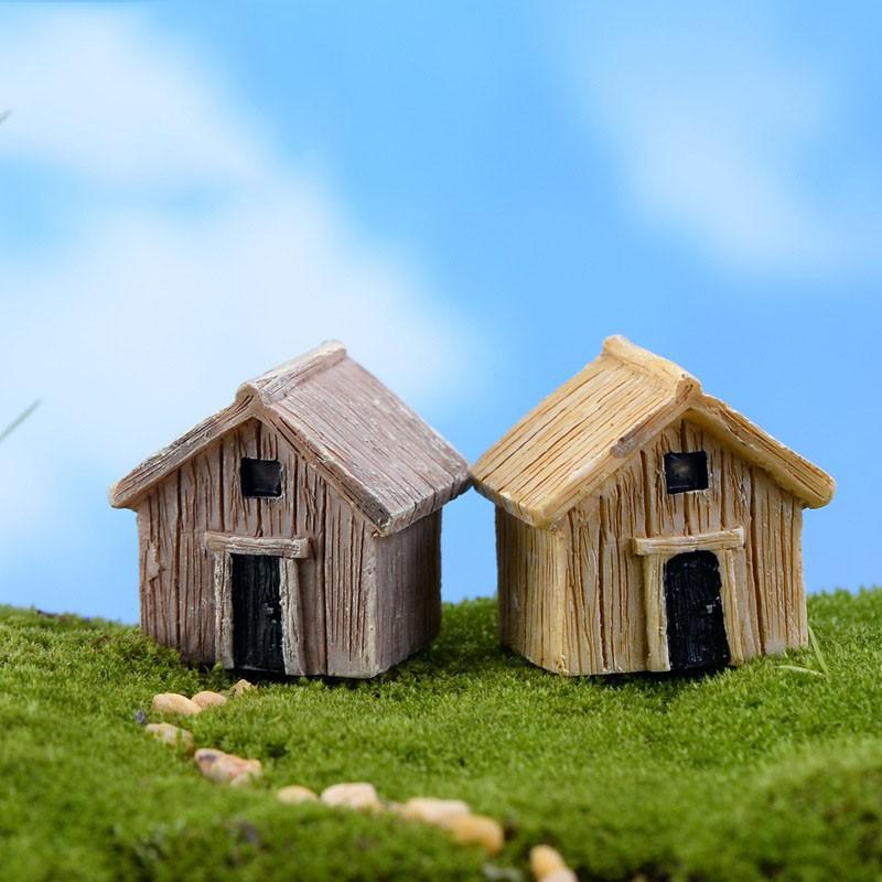 Tiểu cảnh mini ️ Mô hình ngôi nhà giả gỗ trang trí tiểu cảnh sen đá, sân vườn, bể cá, bể terrarium